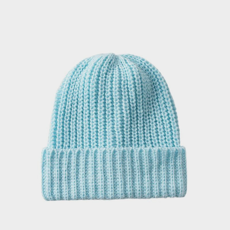 Color Block Double Knit Hat for Women Loose Fit