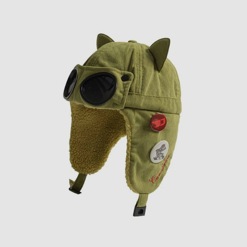 Sunglasses Aviator Hat Cat Ear Fleece Lined Thickened Ski Ear Protection Hat
