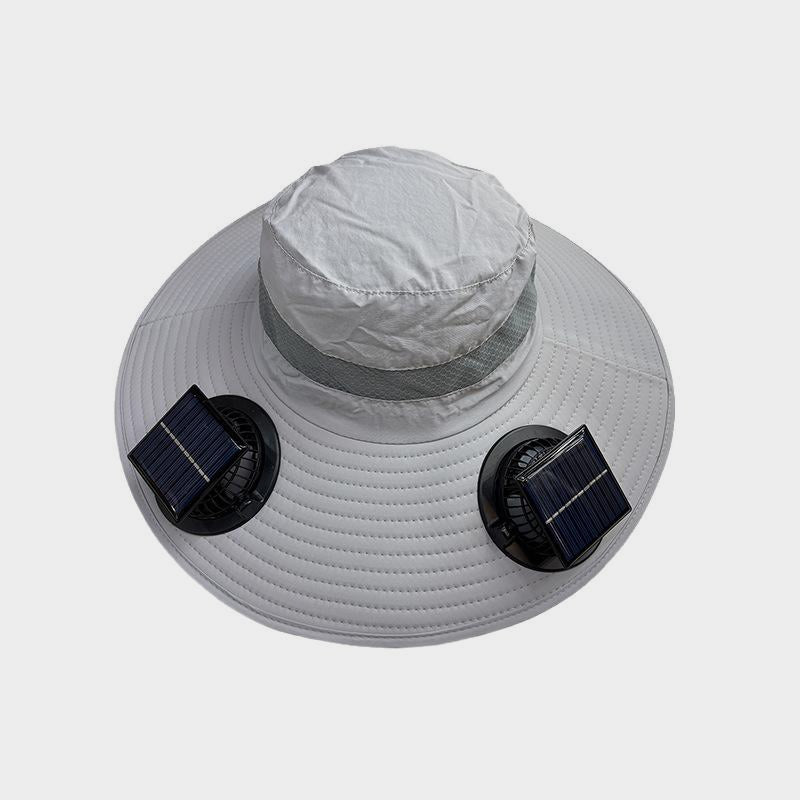 Solar Powered Fan Hat Large Brim Sunshade Outdoor Fishing Sun Protection Fisherman Hat