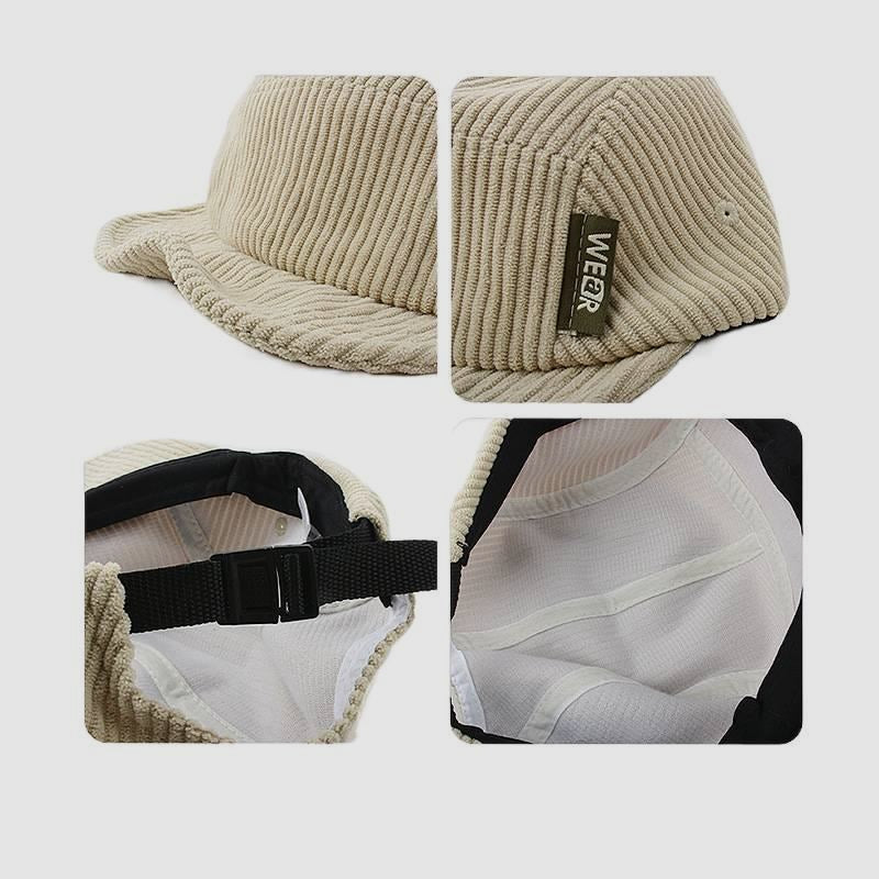 Corduroy Solid Color American Style Soft Brim Five-Panel Cap