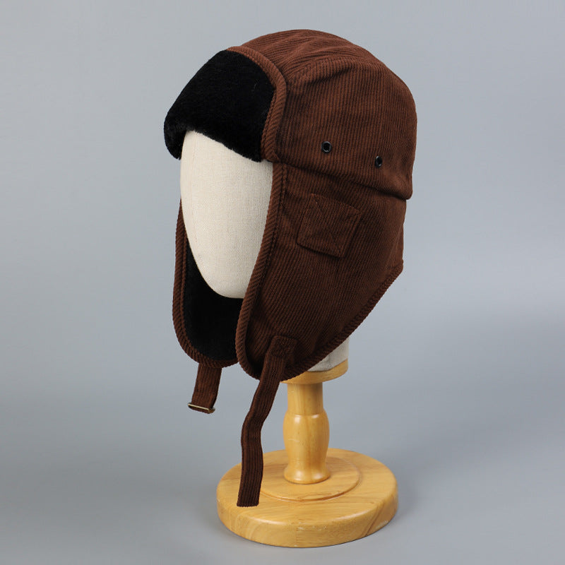 Corduroy Lining Thickened Warm Ski Hat