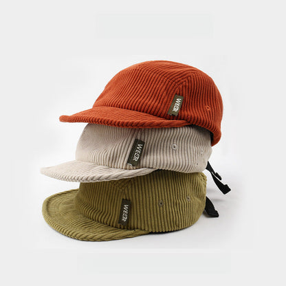 Warm Corduroy Short Brim Soft Top 5 Panel Cap