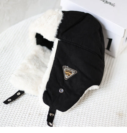 Retro Earmuffs Hat Windproof Cycling Fleece-lined Warm-Keeping and Cold-Proof