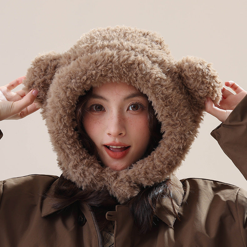 Plush Bear Balaclava Hooded Neck Warmer