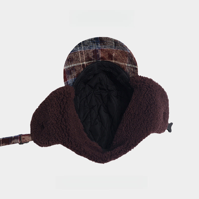 Plaid Outdoor Keep Warm Earmuffs Hat