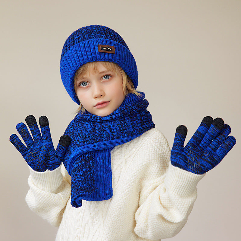 Children's Hat Scarf Gloves Three-piece Set Winter Outdoor Warm Beanie
