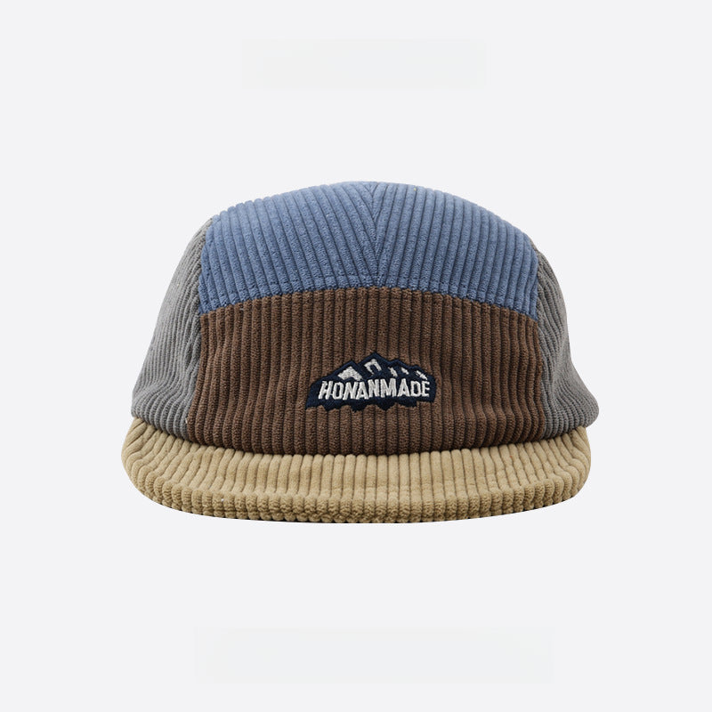 Japanese Corduroy Color Matching Soft Top Short Brim 5 panel Cap