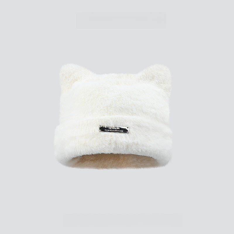 Cute Cat Ears Mink-like Beanie