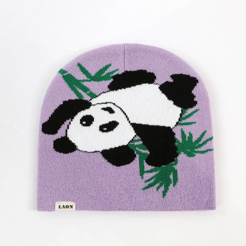 Panda Jacquard Knitted Hat Windproof Ear Protection Wool Hat