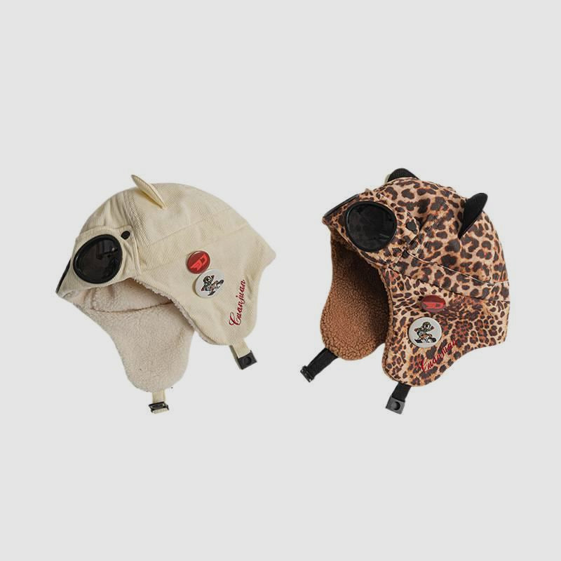 Sunglasses Aviator Hat Cat Ear Fleece Lined Thickened Ski Ear Protection Hat