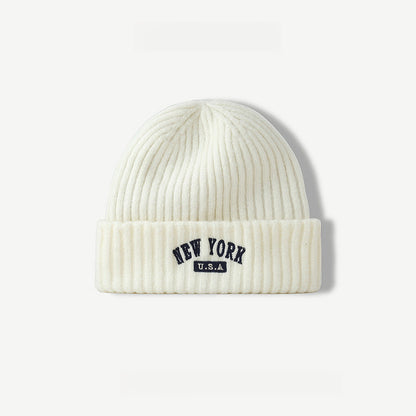 NewYork Letter Embroidery Warm Knitted Beanie