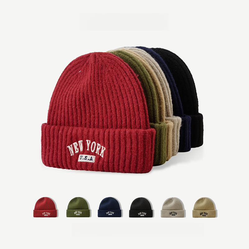 NewYork Letter Embroidery Warm Knitted Beanie