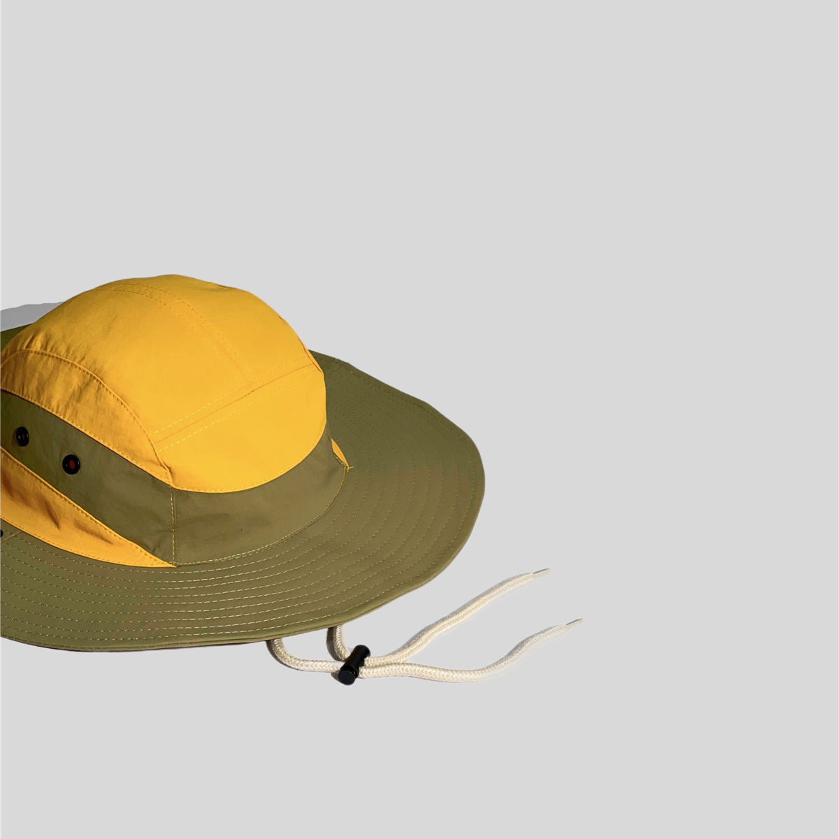 Color Block Patchwork Camping Drawstring Sun Protection Fisherman Hat