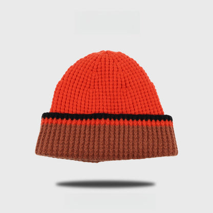 Fleece-lined Thick Contrast Color Beanie