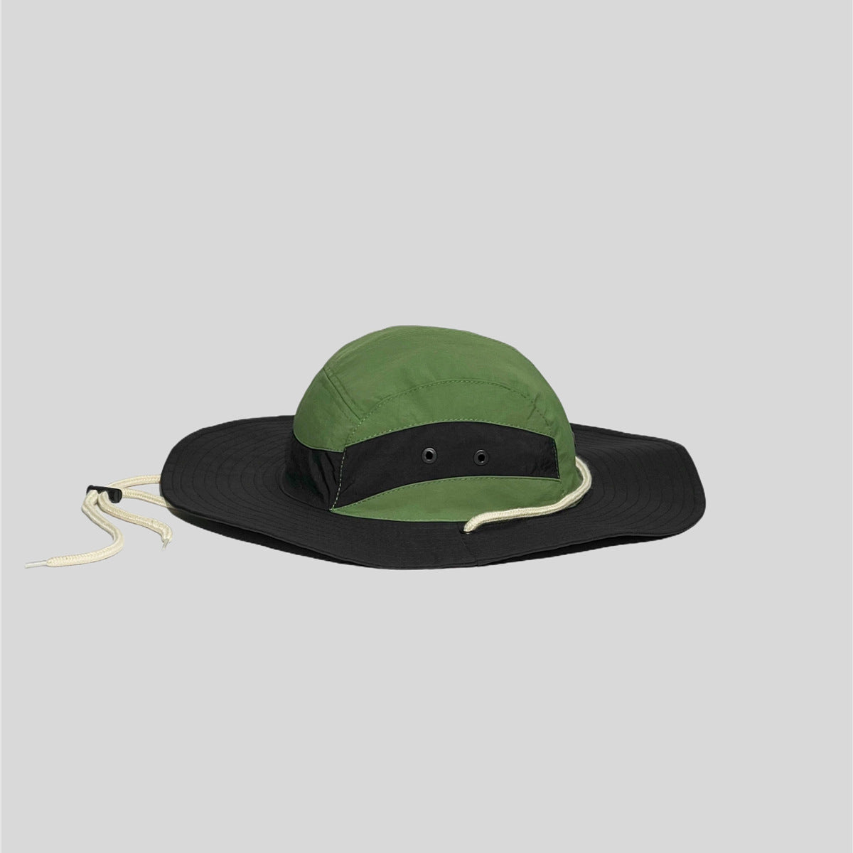 Color Block Patchwork Camping Drawstring Sun Protection Fisherman Hat