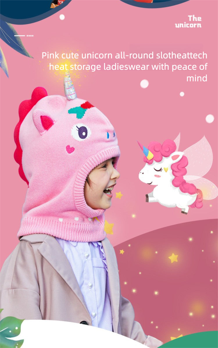 Children's Ear Protection Hat Cartoon Animal Fleece Lined Thickened Warm