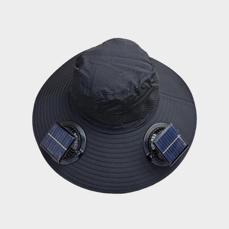 Solar Powered Fan Hat Large Brim Sunshade Outdoor Fishing Sun Protection Fisherman Hat