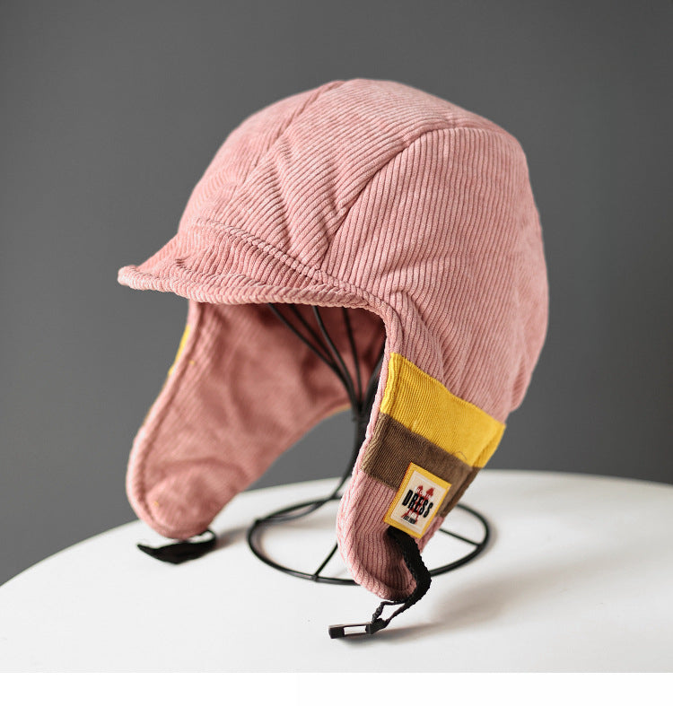 Color Contrast Patchwork Cold Protection in Winter Fleece-lined Warm Trapper