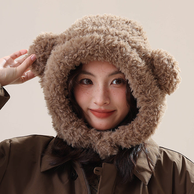 Plush Bear Balaclava Hooded Neck Warmer