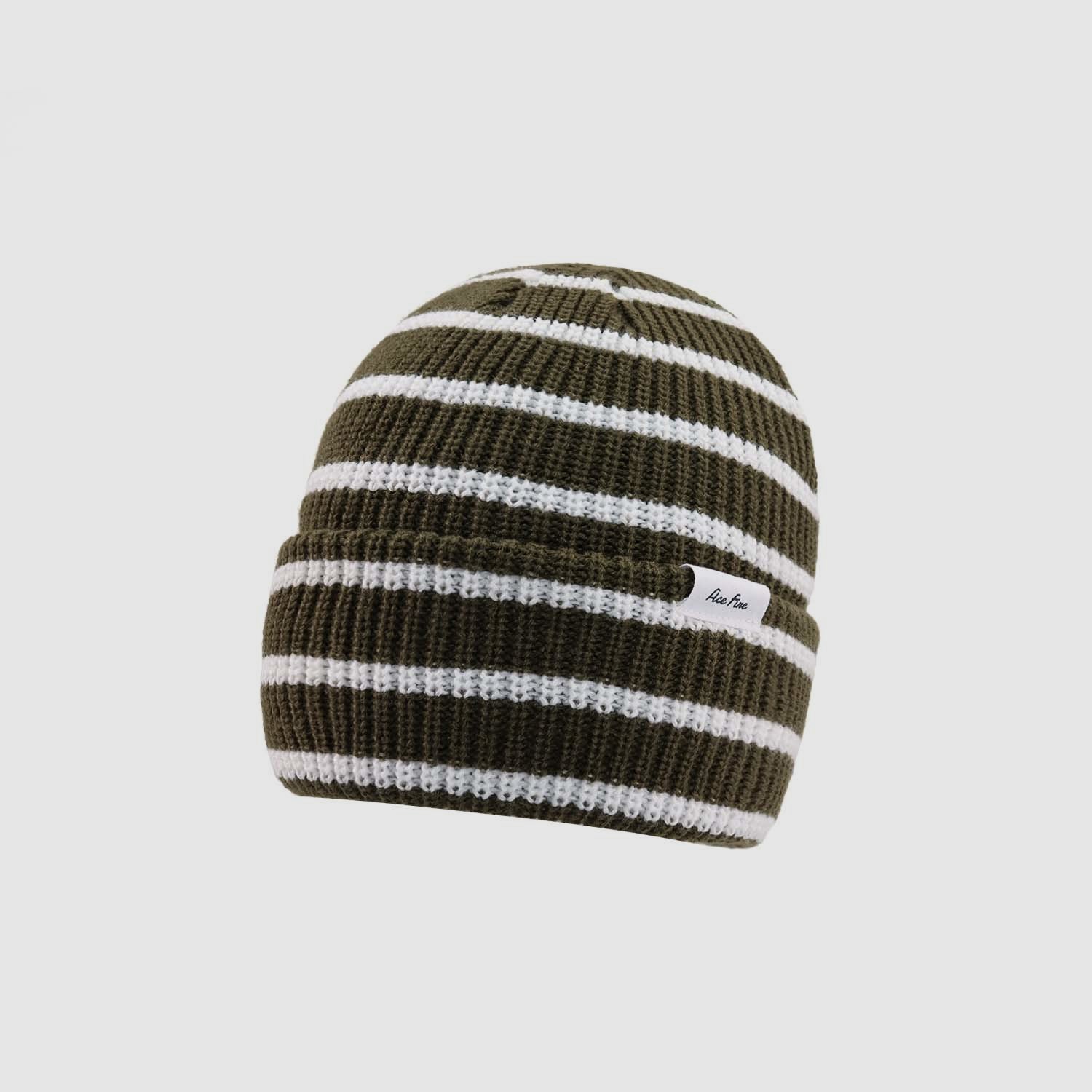 Label Striped Knit Beanie