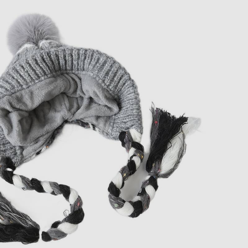 Big Head Striped Color-Block Ear Flap Hat