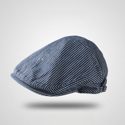 Longitudinal Stripes Vintage Cotton Flat Cap