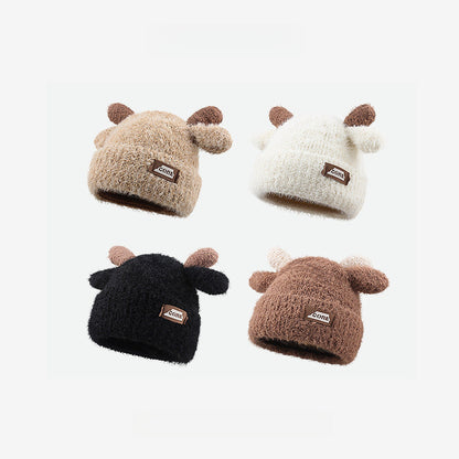 Sweet Cute Plush Antlers Warm Thickened Beanie