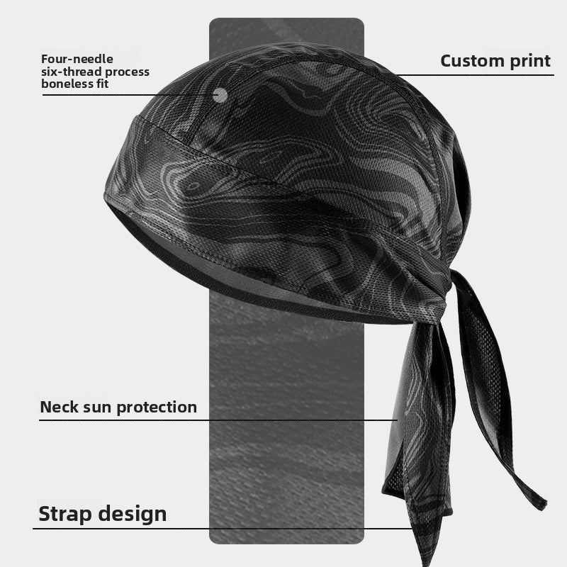 Pirate Bandana Hat Thin Breathable Outdoor Cycling Motorcycle Head Wrap Sweat-Absorbent Quick-Dry