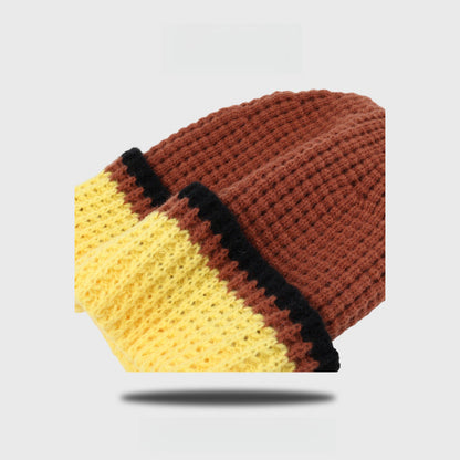 Fleece-lined Thick Contrast Color Beanie