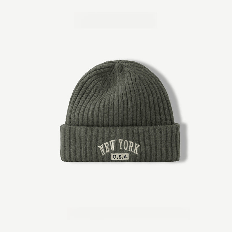 NewYork Letter Embroidery Warm Knitted Beanie