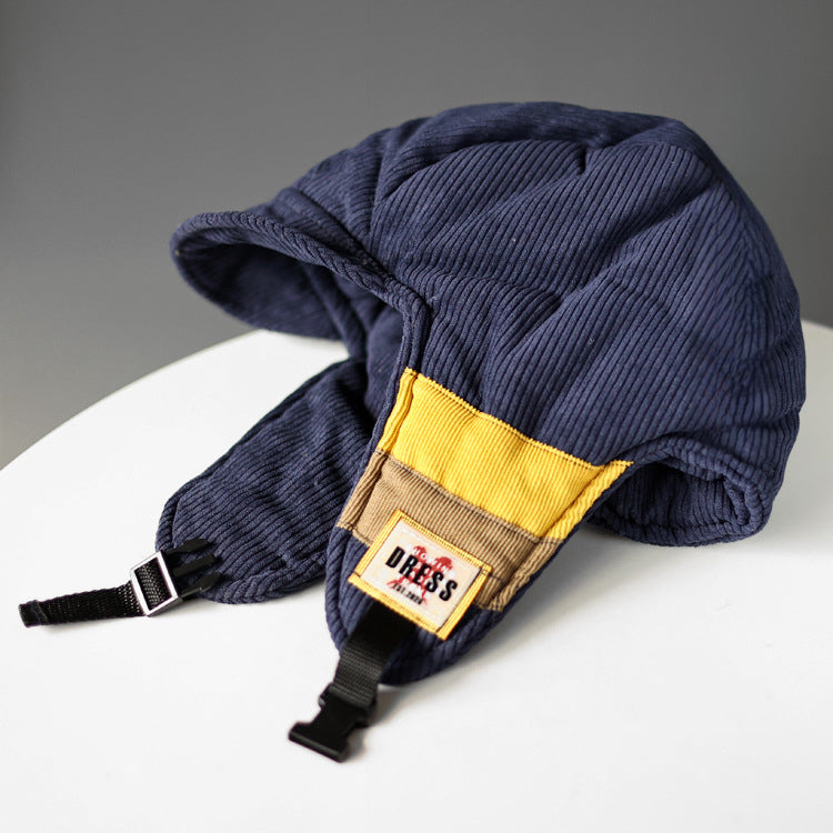 Color Block Splicing Cold-Proof Fleece-Lined Warm Outdoor Cycling Trapper