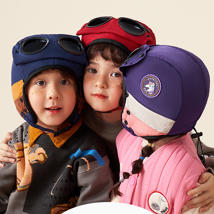 Children's Warm Sunglasses Mask Hat Integrated Ear Protection Hat
