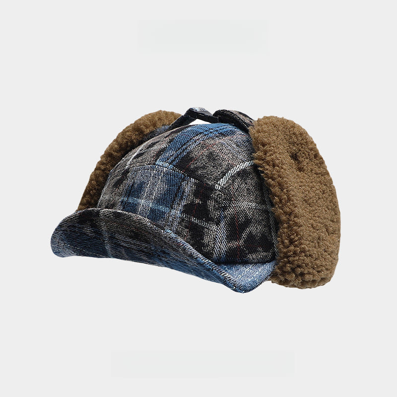 Plaid Outdoor Keep Warm Earmuffs Hat