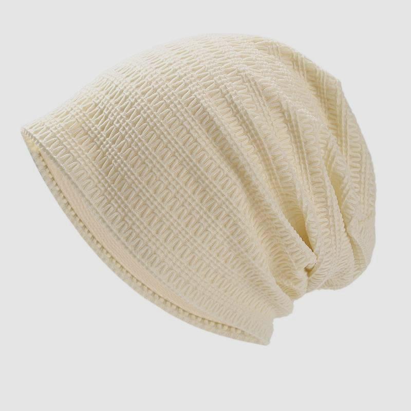 Large Head Circumference Solid Color Hollow Out Slouchy Beanie Spring