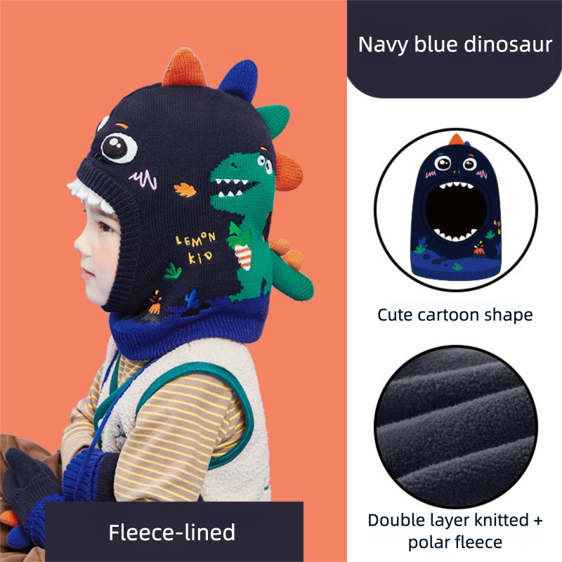 Children's Ear Protection Hat Cartoon Animal Fleece Lined Thickened Warm