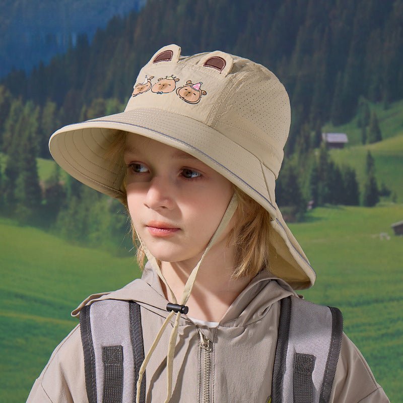 Children's Hat Cartoon Shawl Neck Protection Sun Protection Hat Quick Drying Waterproof Fisherman Hat