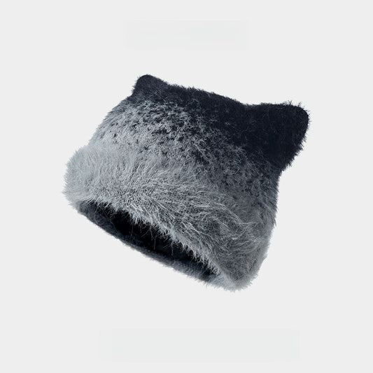 Gradient Color Winter Artificial Mink Hair Beanie