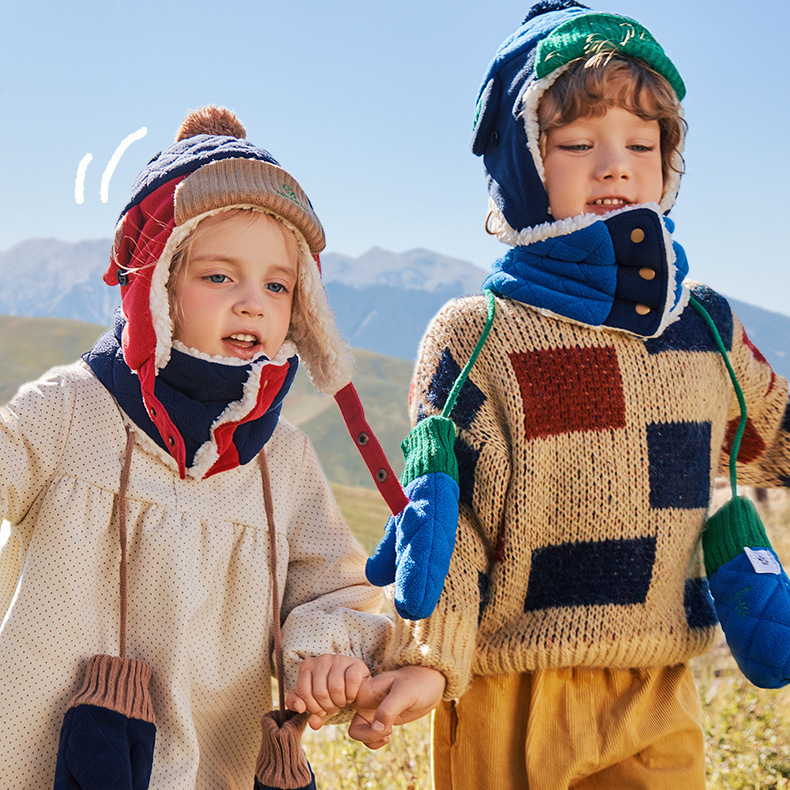 Autumn and Winter Children Fleece-lined Warm Earflaps Cap