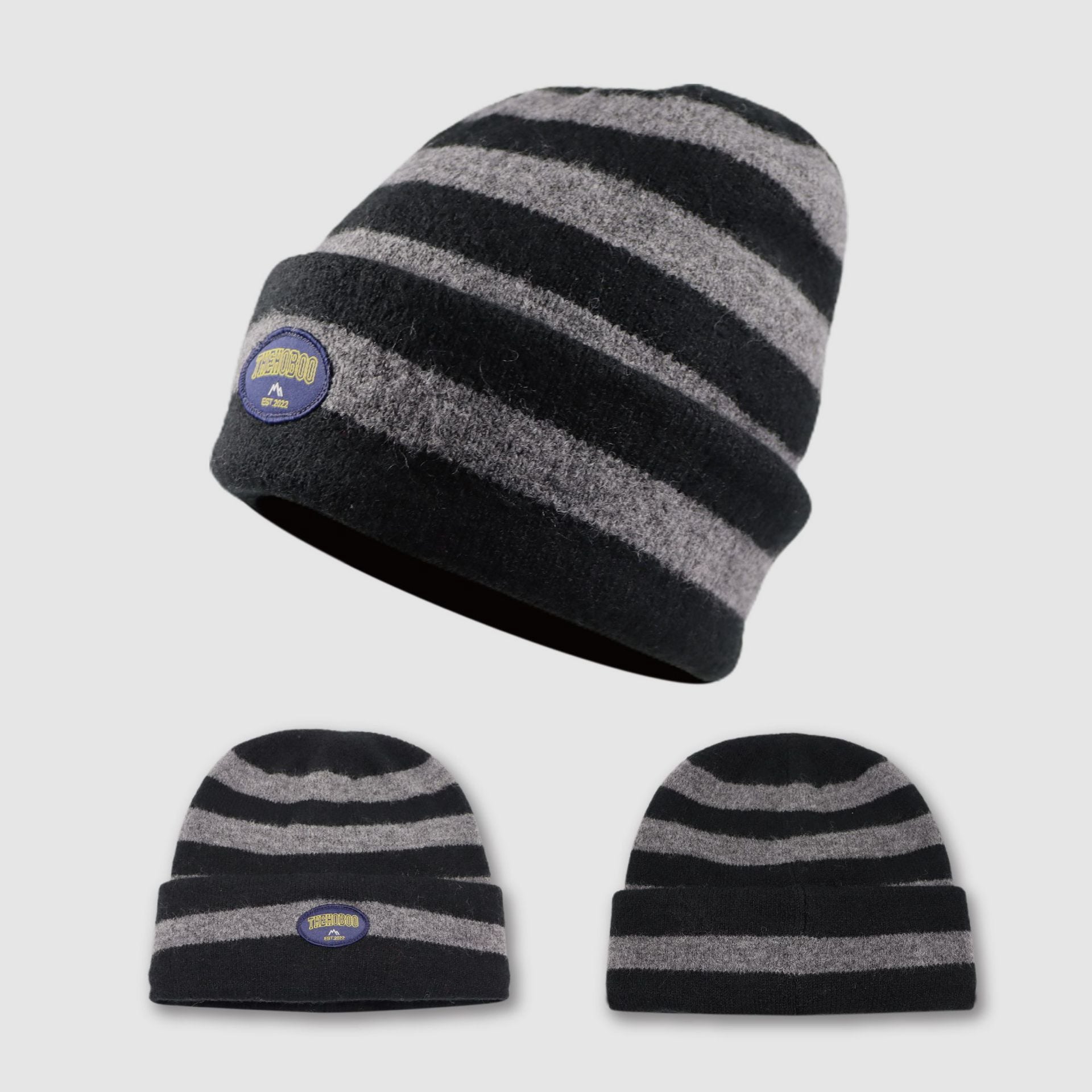 Classic Stripe Patch Knit Beanie