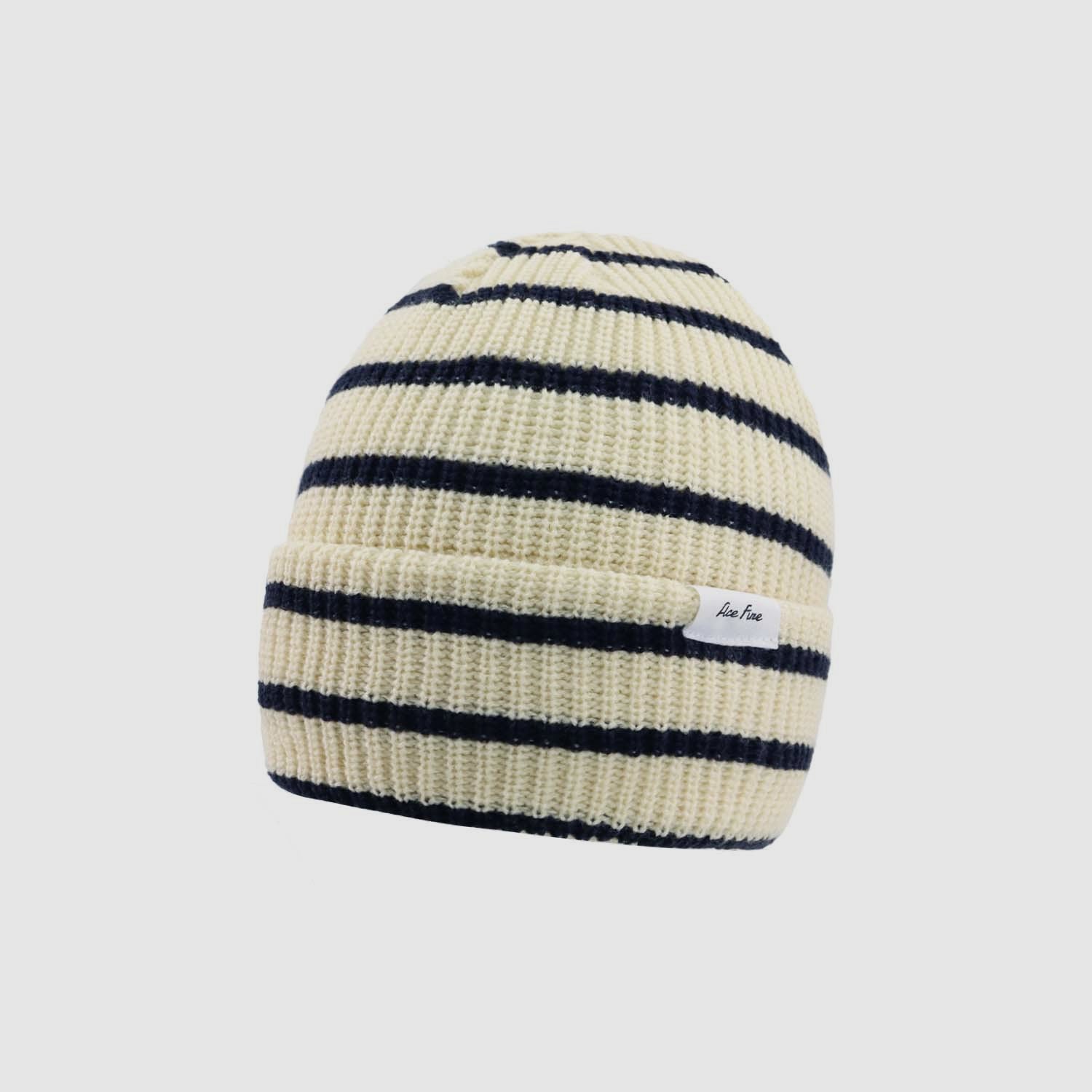 Label Striped Knit Beanie