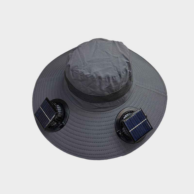 Solar Powered Fan Hat Large Brim Sunshade Outdoor Fishing Sun Protection Fisherman Hat
