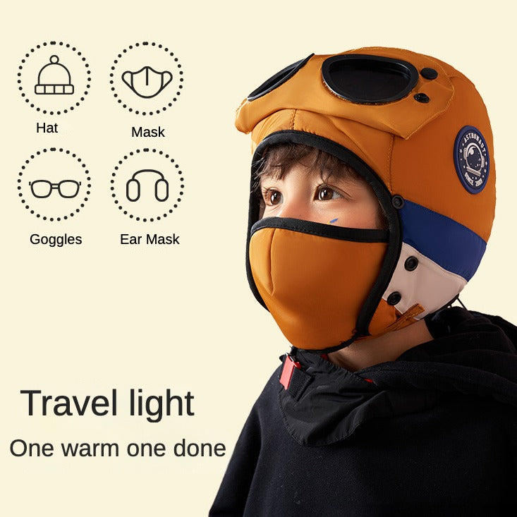 Children's Warm Sunglasses Mask Hat Integrated Ear Protection Hat