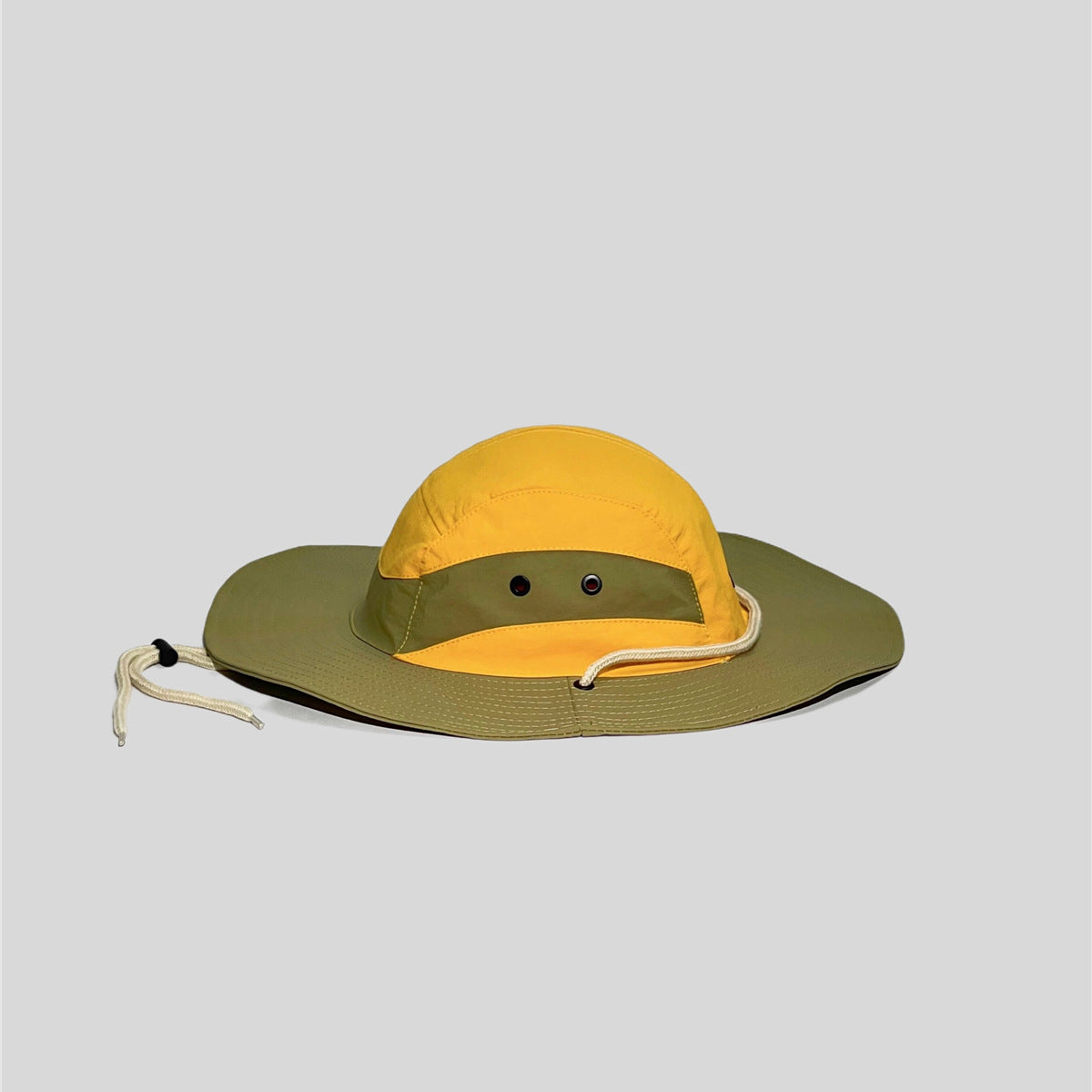Color Block Patchwork Camping Drawstring Sun Protection Fisherman Hat