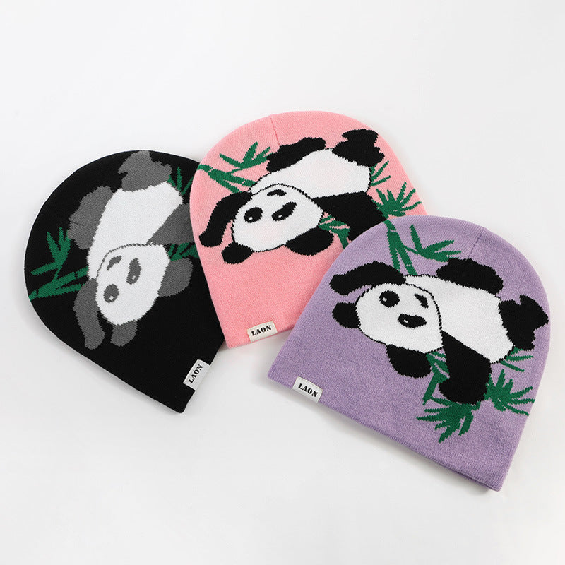 Panda Jacquard Knitted Hat Windproof Ear Protection Wool Hat