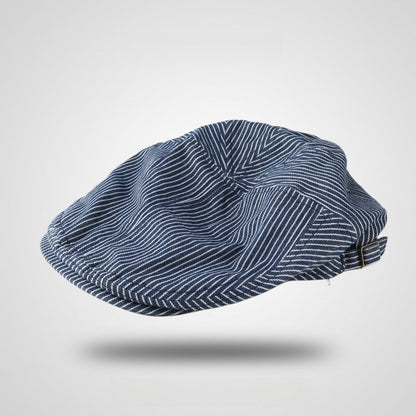 Longitudinal Stripes Vintage Cotton Flat Cap