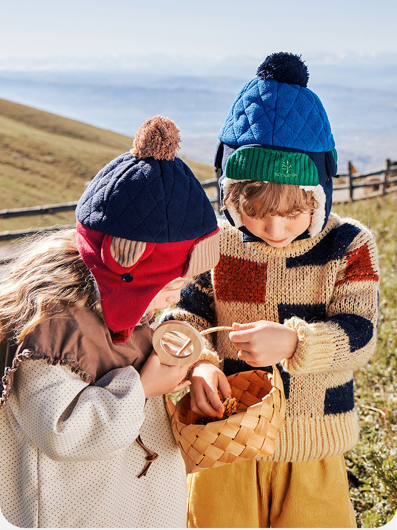 Autumn and Winter Children Fleece-lined Warm Earflaps Cap