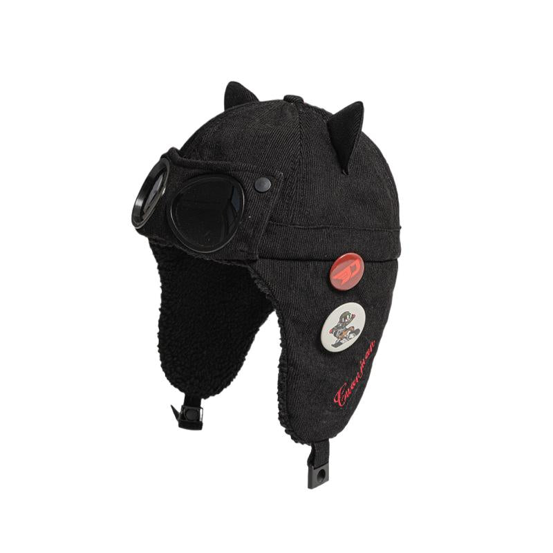 Bonnet cache-oreilles de ski épais doublé polaire oreilles de chat