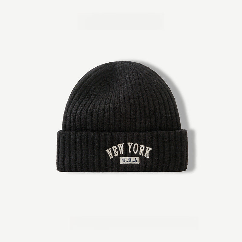 NewYork Letter Embroidery Warm Knitted Beanie