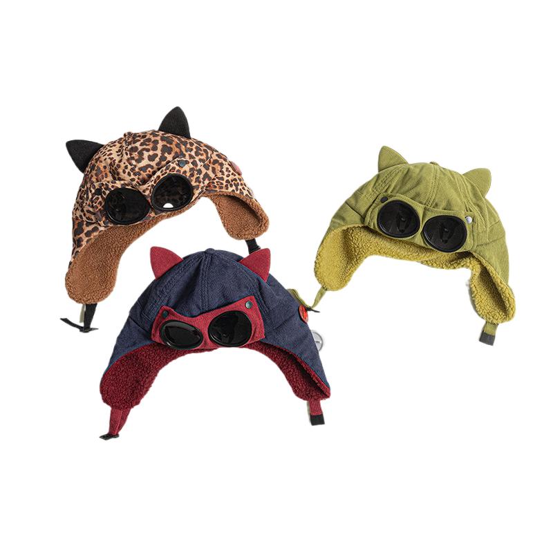 Bonnet cache-oreilles de ski épais doublé polaire oreilles de chat