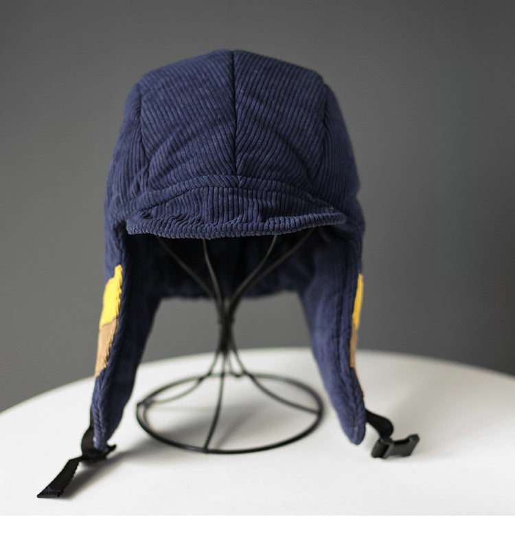 Color Contrast Patchwork Cold Protection in Winter Fleece-lined Warm Trapper